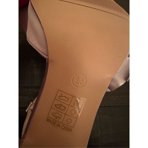 Wedding Shoes silver 9.5 Mid Heels Pumps with Bow Knot Satin Shoes - Picture 9 of 10